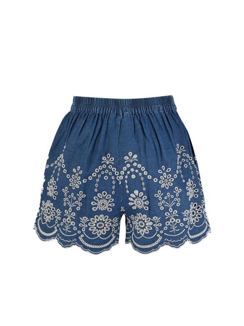 Shorts Amani in cotone chambray con ricamo Mc2 Saint Barth | AMN000100473L